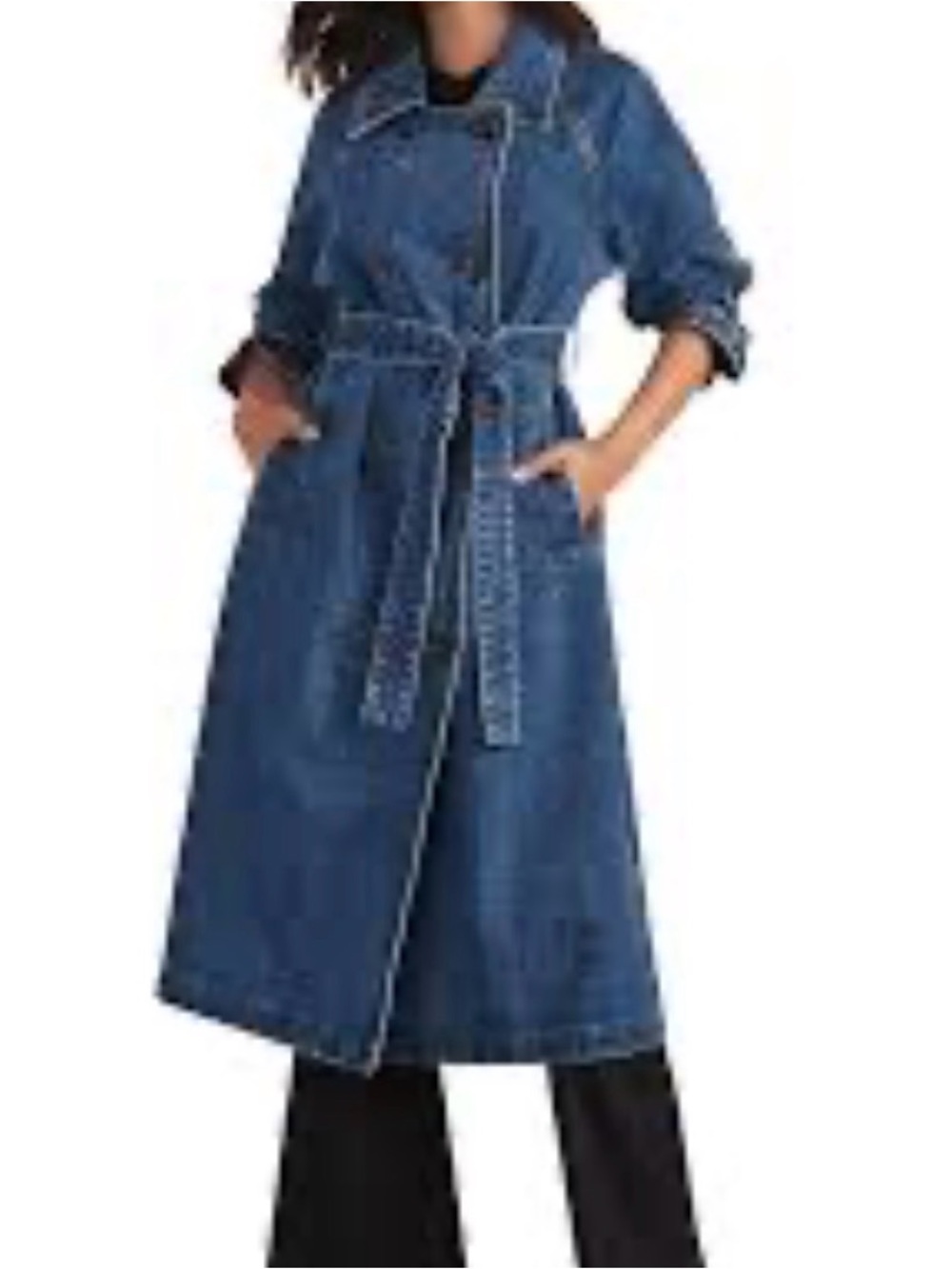 0268 Abercrombie & Fitch Classic Blue Denim Trench Coat